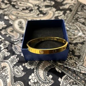 Gold Bangle Bracelet with Diamond Accents